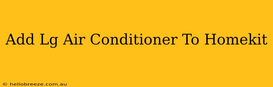 Add Lg Air Conditioner To Homekit