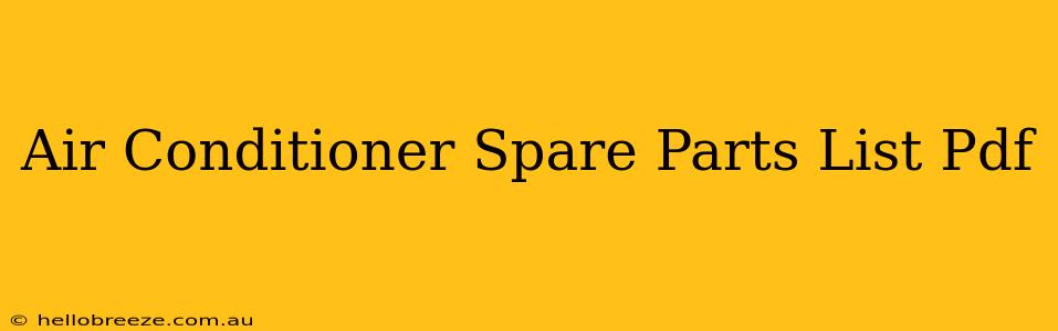 Air Conditioner Spare Parts List Pdf