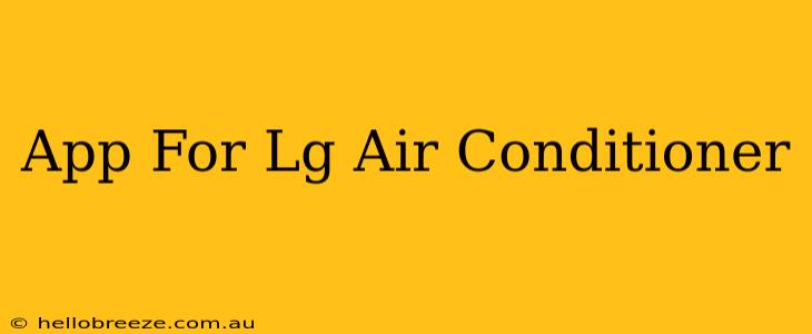 App For Lg Air Conditioner