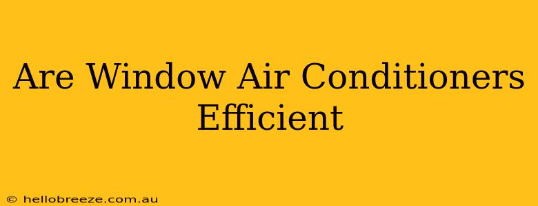 Are Window Air Conditioners Efficient