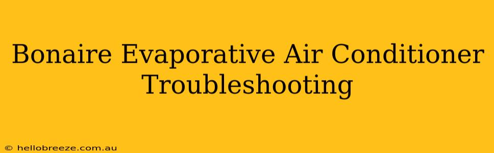 Bonaire Evaporative Air Conditioner Troubleshooting