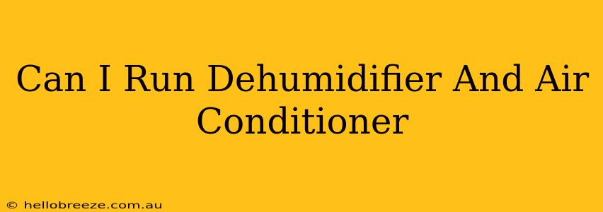 Can I Run Dehumidifier And Air Conditioner