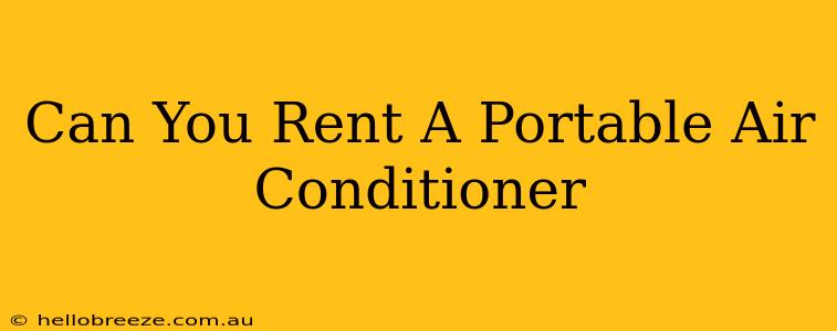 Can You Rent A Portable Air Conditioner