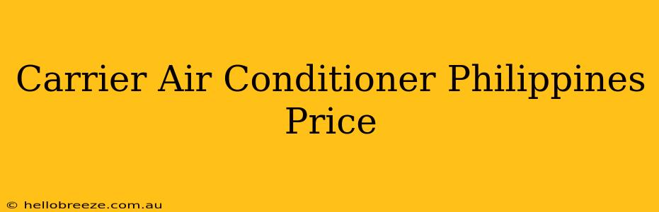 Carrier Air Conditioner Philippines Price