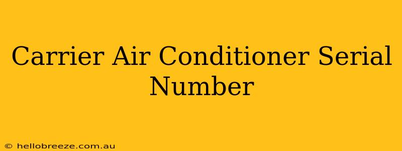 Carrier Air Conditioner Serial Number