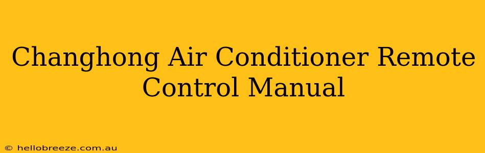 Changhong Air Conditioner Remote Control Manual