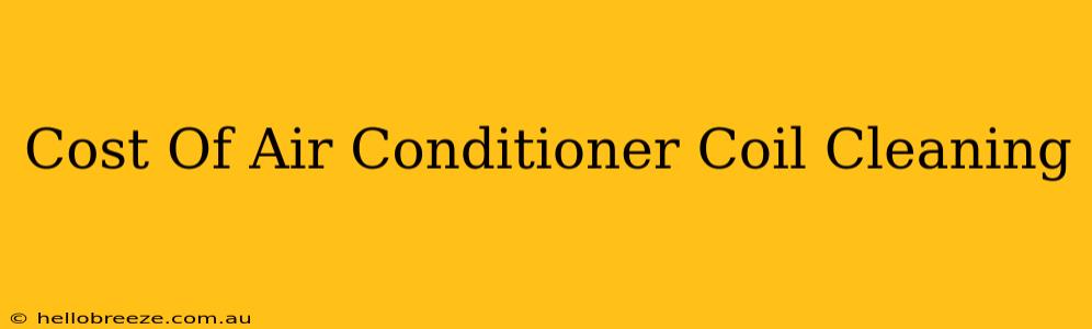 Cost Of Air Conditioner Coil Cleaning