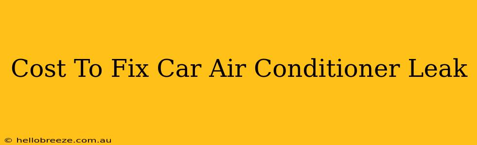 Cost To Fix Car Air Conditioner Leak