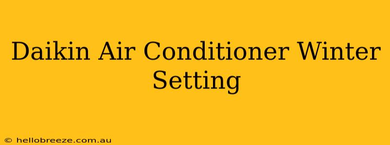 Daikin Air Conditioner Winter Setting