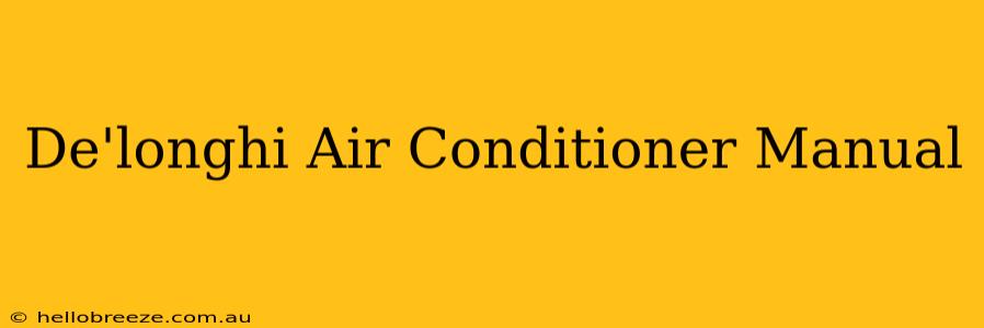 De'longhi Air Conditioner Manual