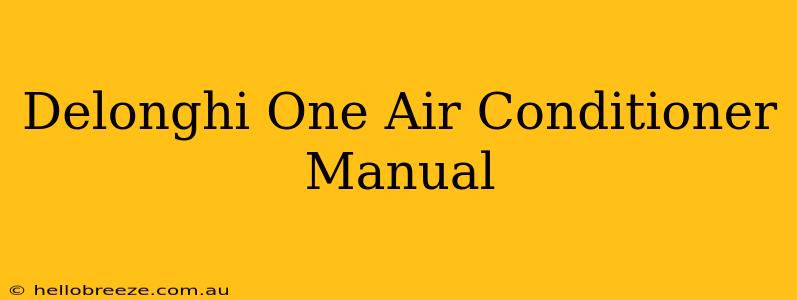 Delonghi One Air Conditioner Manual