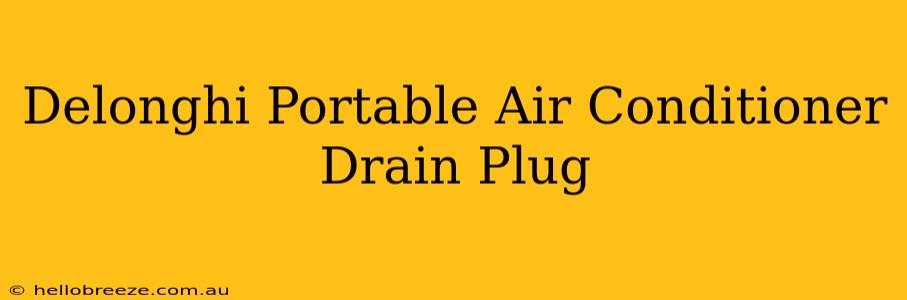 Delonghi Portable Air Conditioner Drain Plug