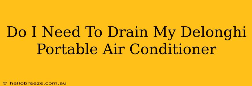 Do I Need To Drain My Delonghi Portable Air Conditioner