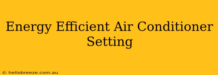 Energy Efficient Air Conditioner Setting