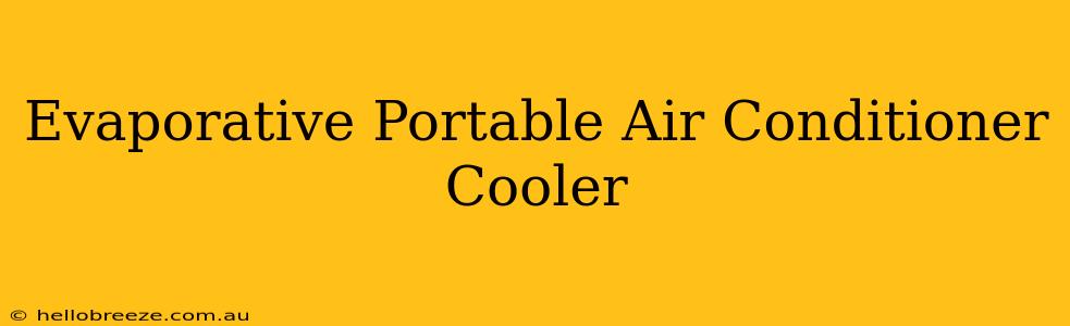 Evaporative Portable Air Conditioner Cooler