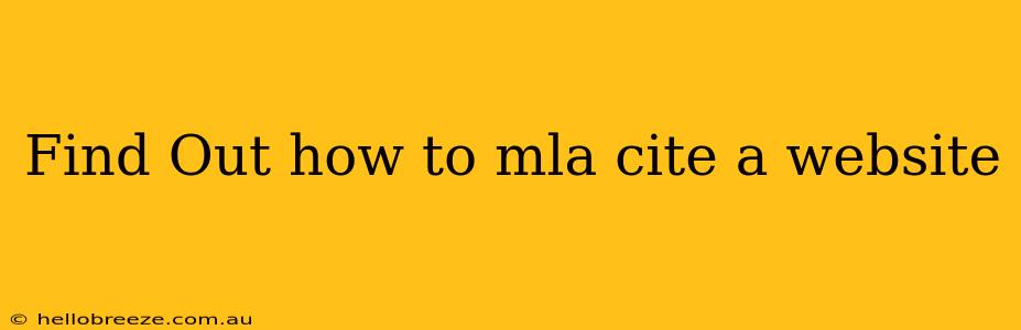 Find Out how to mla cite a website