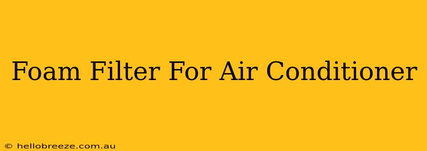 Foam Filter For Air Conditioner