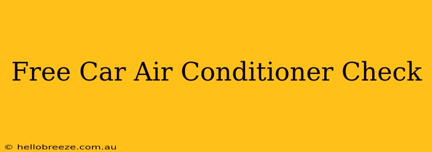 Free Car Air Conditioner Check