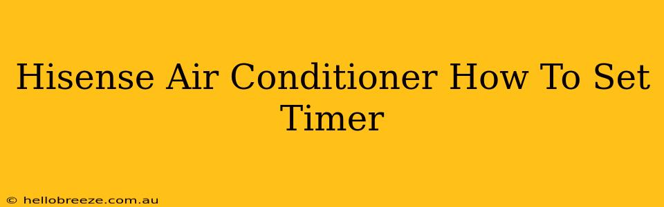 Hisense Air Conditioner How To Set Timer