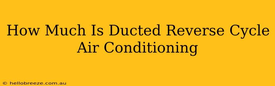 How Much Is Ducted Reverse Cycle Air Conditioning