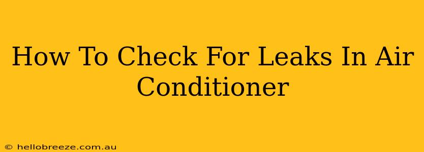 How To Check For Leaks In Air Conditioner