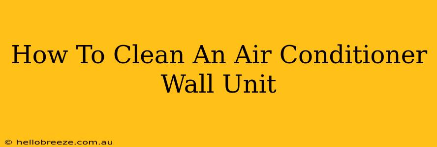 How To Clean An Air Conditioner Wall Unit