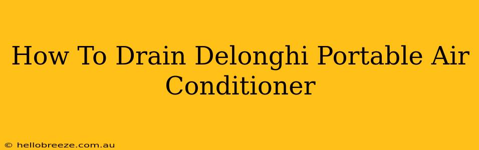 How To Drain Delonghi Portable Air Conditioner