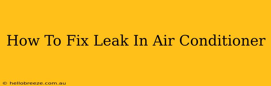 How To Fix Leak In Air Conditioner