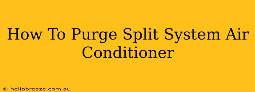 How To Purge Split System Air Conditioner