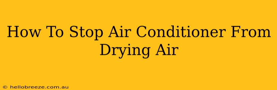 How To Stop Air Conditioner From Drying Air