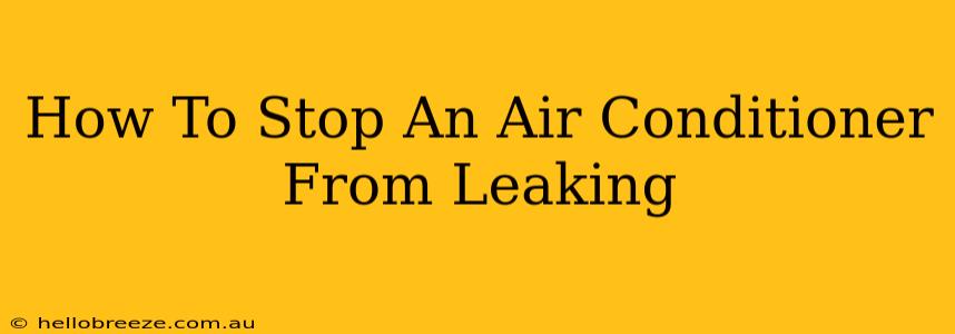 How To Stop An Air Conditioner From Leaking