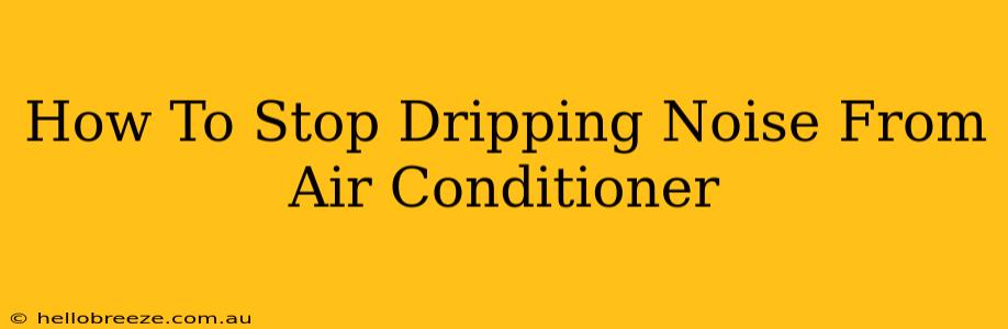 How To Stop Dripping Noise From Air Conditioner