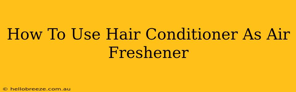 How To Use Hair Conditioner As Air Freshener