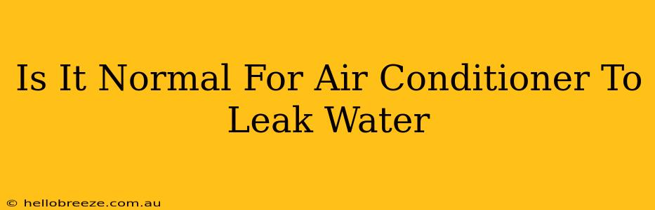 Is It Normal For Air Conditioner To Leak Water