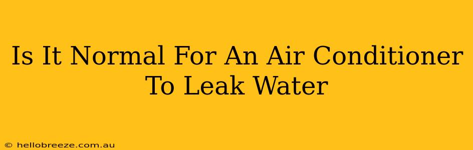 Is It Normal For An Air Conditioner To Leak Water