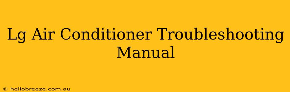 Lg Air Conditioner Troubleshooting Manual