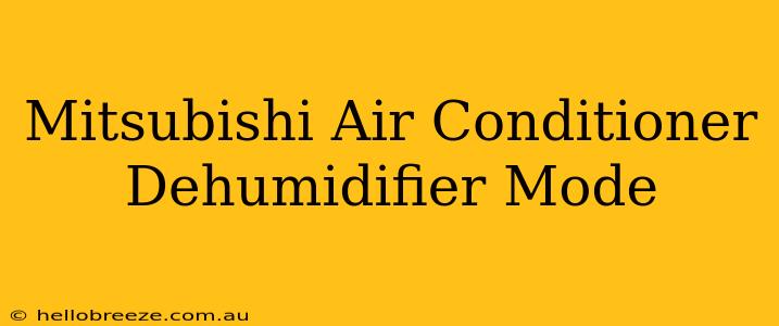 Mitsubishi Air Conditioner Dehumidifier Mode