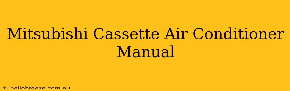 Mitsubishi Cassette Air Conditioner Manual