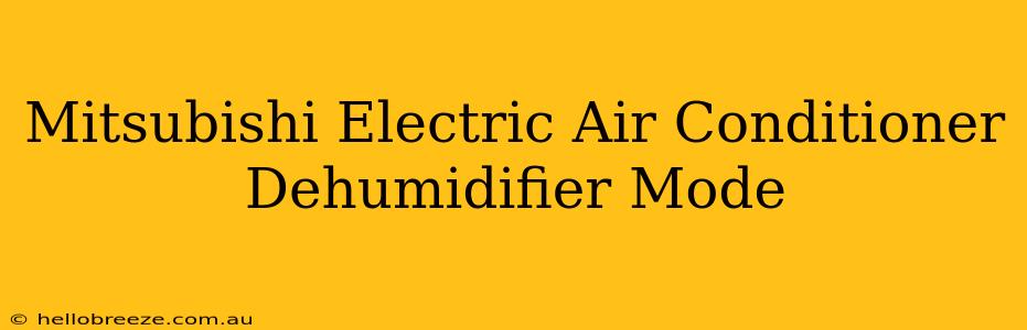 Mitsubishi Electric Air Conditioner Dehumidifier Mode