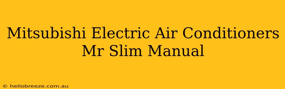 Mitsubishi Electric Air Conditioners Mr Slim Manual