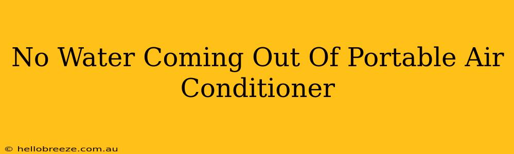 No Water Coming Out Of Portable Air Conditioner