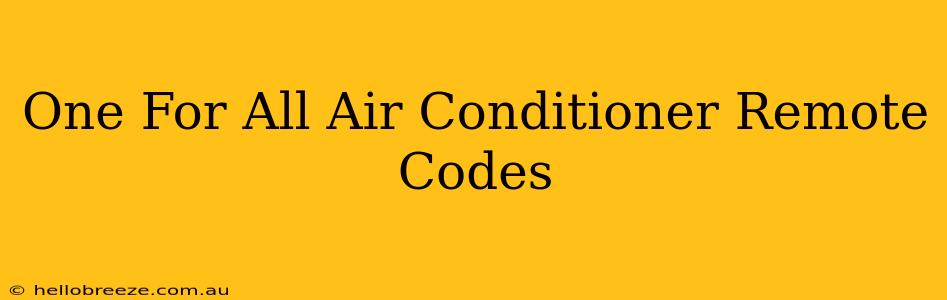 One For All Air Conditioner Remote Codes