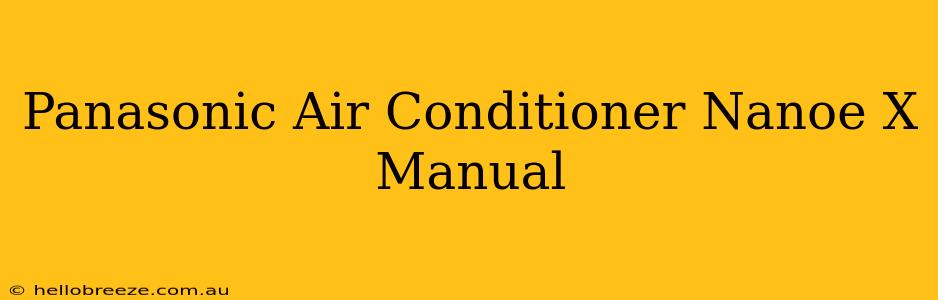 Panasonic Air Conditioner Nanoe X Manual