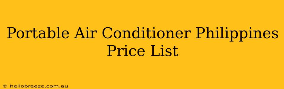 Portable Air Conditioner Philippines Price List