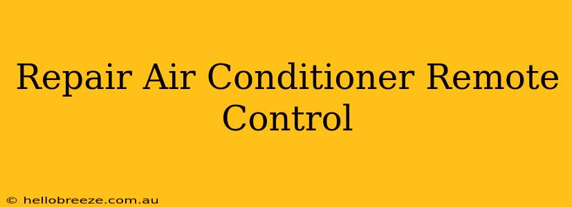 Repair Air Conditioner Remote Control