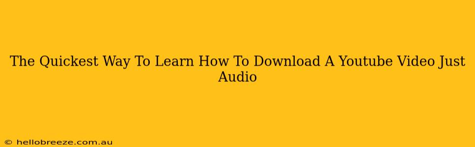 The Quickest Way To Learn How To Download A Youtube Video Just Audio