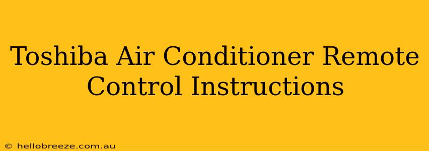 Toshiba Air Conditioner Remote Control Instructions