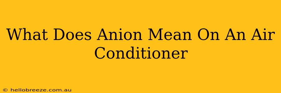 What Does Anion Mean On An Air Conditioner