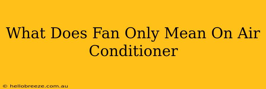 What Does Fan Only Mean On Air Conditioner