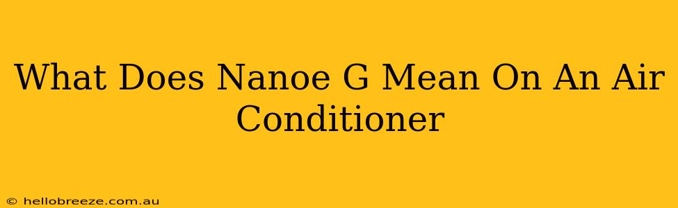 What Does Nanoe G Mean On An Air Conditioner